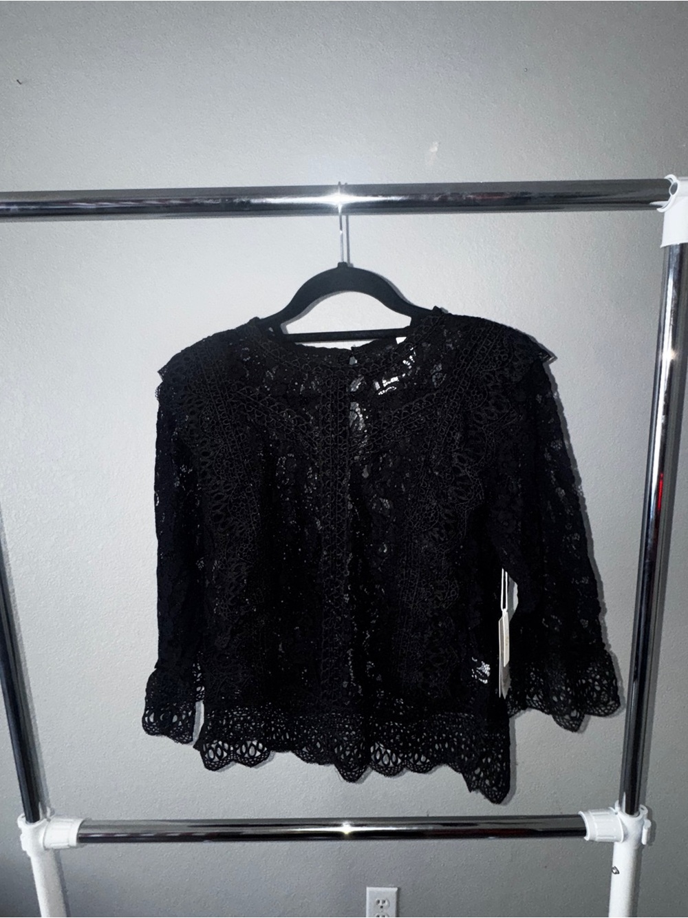 Trendy boutique Black Lace Long Sleeve Blouse